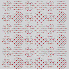 repeating circular motifs and patterns with a combination of red and white. Circle patterns with large and small regular patterns form a mosaic for backgrounds, wallpaper, clothing motifs, textiles.