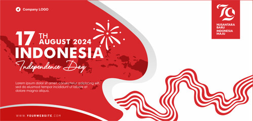 79th Anniversary of Indonesia 2024 Vector Illustration with elegant graphic element, dynamic red white background, Pancasila, indonesian map, 79 logo and company profile spots. Dirgahayu RI 2024