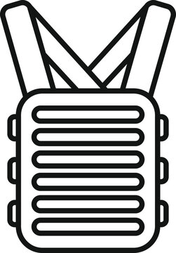 recommend clip art: Black outline icon of a bulletproof vest, providing protection and security to those who wear it