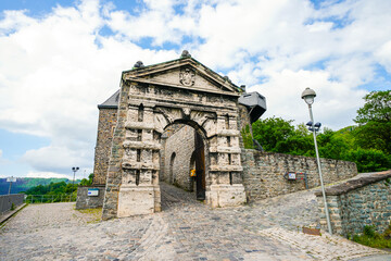 Obraz premium View of the entrance gate to Altena Castle. Old castle on the Klusenberg of the city. 