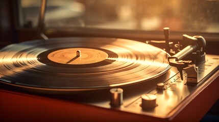 a record player with a record on it