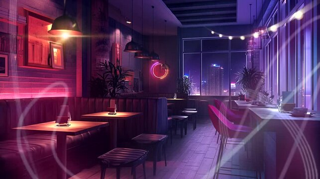 Interior of a restaurant. Seamless looping time-lapse 4k video animation background