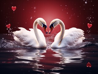 two swans in the water
