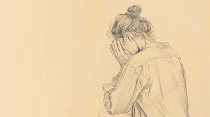 Fototapeta premium Psalms 6: Prayer for Mercy, Distress, Deep Sorrow, Seeking Deliverance and Healing - Biblical Illustration with Beige Background and Copyspace for Religious Content