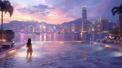Obraz premium Skyline Serenity Top Floor Pool at a Stunning Hotel