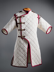 Historical fashion. Medieval knight cloth. Padded jacket gambeson.