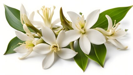 Obraz premium Botanical vanilla flower on white background, AI Generated
