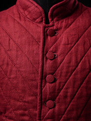 Historical fashion. Medieval knight cloth. Padded jacket gambeson.