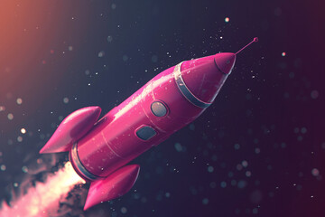 a pink rocket in space