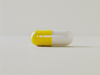 a yellow and white capsule