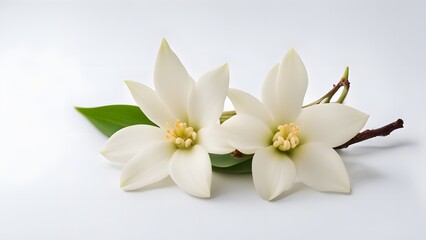 Obraz premium Vanilla flower on white background, AI Generted