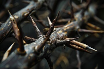 Fototapeta premium Strength and Resilience: Metaphorical Significance of Nails and Thorns in Symbolic Design