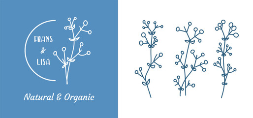 Organic Botanical Branches illustration and badges logo template 02