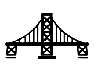 Fototapeta premium Bridge Illustration, Bridge, Png, Silhouette, In Black Color