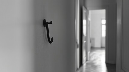 Fototapeta premium Black metal hook on the wall in the hallway