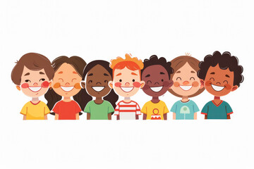 Group of multiracial friends. Birthday or event invitation for kids.