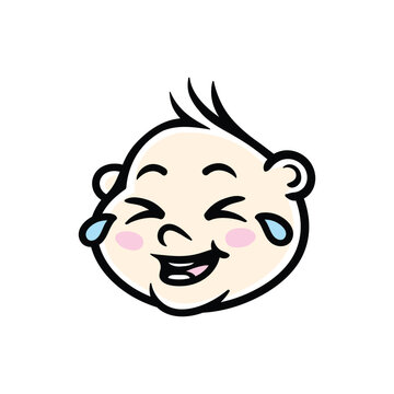 recommend clip art: Happy cry baby face fun cartoon logo concept line art sketch design illustration