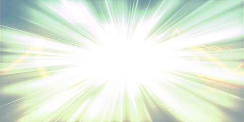 Bright and colorful abstract background featuring rays of sunlight with a sunny and glowing effect, blending shades of blue and green for a vibrant and cheerful design