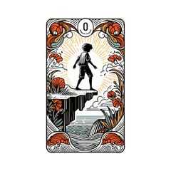Fototapeta premium The Fool Tarot Card: Hand-Drawn Ornate Sunlit Illustration