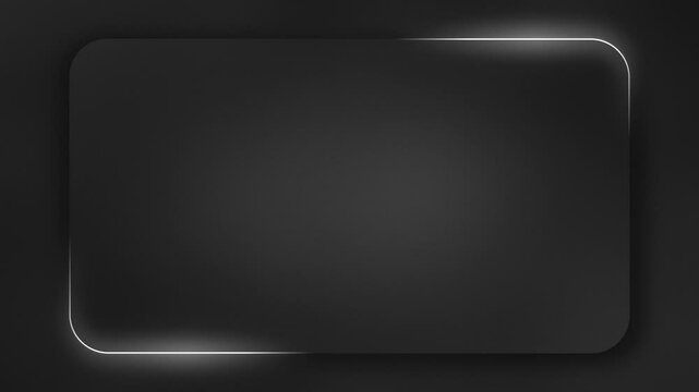 Animation loop of grey round edge gradient color frame with a glowing and moving rim light