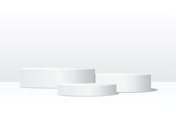 Round white podium pedestal product display stand