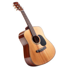 Obraz premium Acoustic Guitar With Wooden Body Isolated On Transparent Background