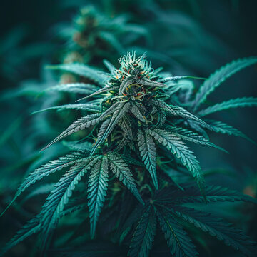 Close-Up of a Mature Marijuana Plant With Lush Green Leaves