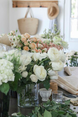 Buckets of Florals in Florist Studio
