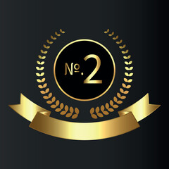 Naklejka premium Vector Gold award, laurel wreaths, Ranking, Medal, Crown and Ribbon. VIP. Luxury Golden labels. 