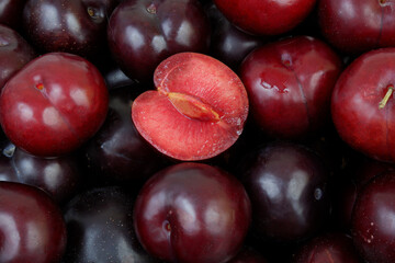 Close up of many cherry plums 