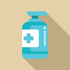 Fototapeta premium Blue antiseptic bottle promoting healthcare and hygiene with its bright color and prominent cross symbol