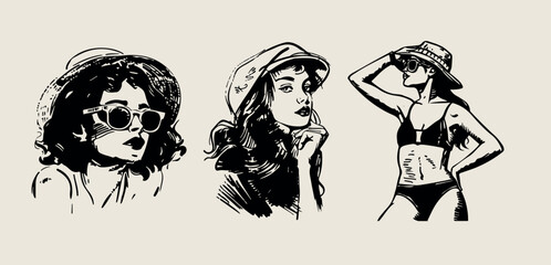 A minimalist collection of hand-drawn vector illustrations of food and beverage girls. Great for social media, posters, postcards, web design