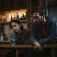Obraz premium Tired couple Annoyed and Exhausted