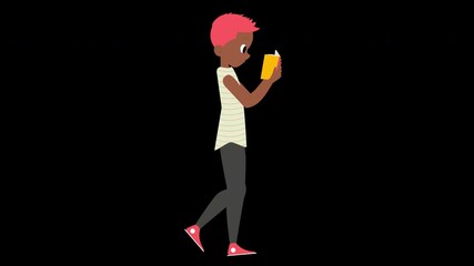 Non Binary Student walking Animation 4K Transparent - Powered by Adobe