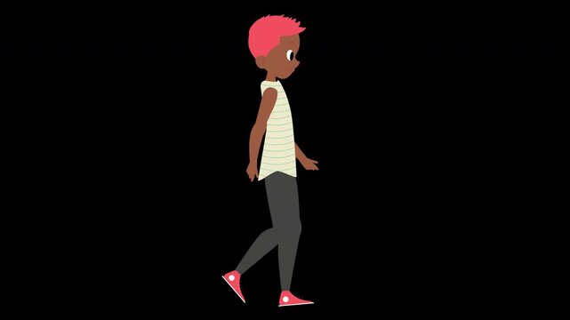 Diverse Student walking Animation 4k Transparent