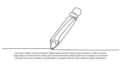 Continuous one line design of a pencil. Minimalist style vector illustration on white background.