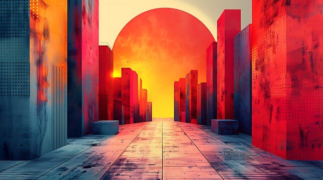 Artistic concept with abstract minimalist elements, employing a restrained color palette and geometric forms to convey a sense of balance and harmony. 