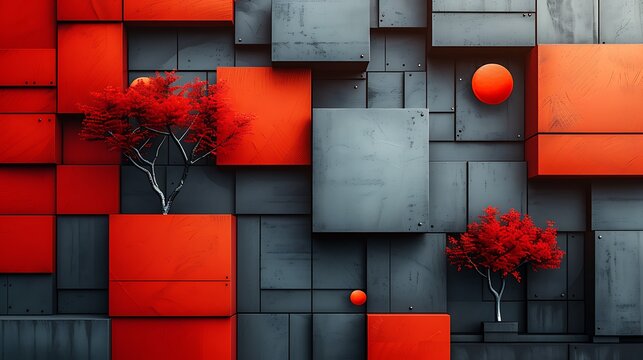 Artistic concept with abstract minimalist elements, employing a restrained color palette and geometric forms to convey a sense of balance and harmony. 