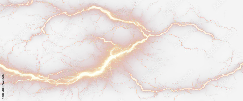 Wall mural dynamic lightning bolts across isolated on transparent background