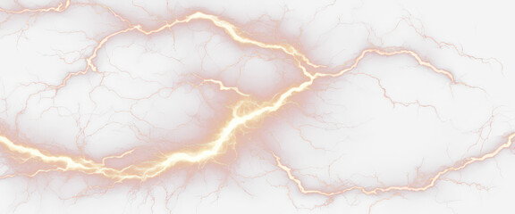 Dynamic lightning bolts across isolated on transparent background 