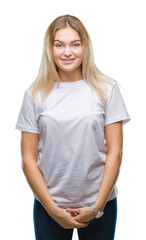Fototapeta premium Young caucasian woman over isolated background with a happy and cool smile on face. Lucky person.