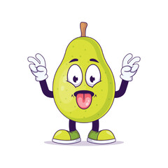 Cute pear cartoon showing teasing expression