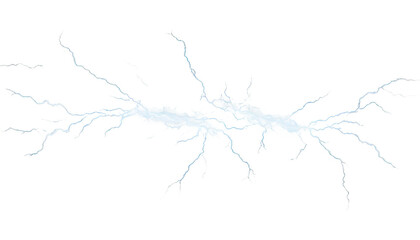 Visualization of electricity with dynamic blue sparks isolate on transparent background, cutout, png