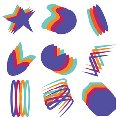 Multicolored Layered Abstract Geometric Shapes Collection © Fikram