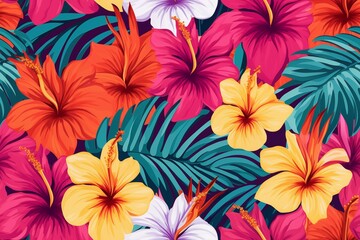 Modern exotic floral jungle pattern. Collage contemporary seamless pattern