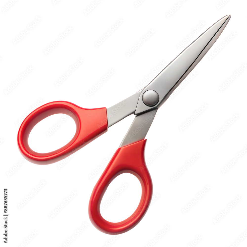 Wall mural red handled scissors isolated on transparent background