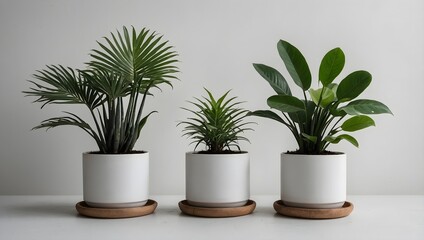 Set of Green plants in potted for interior decoration isolated on white background,houseplant for decorated in bedroom or living room, minimal natural health concept