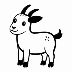 Cute goat vector silhouette illustration