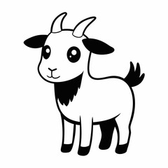 Cute goat vector silhouette illustration