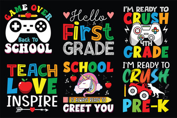 Obraz premium Back to school Retro vintage Bundle t shirt design.